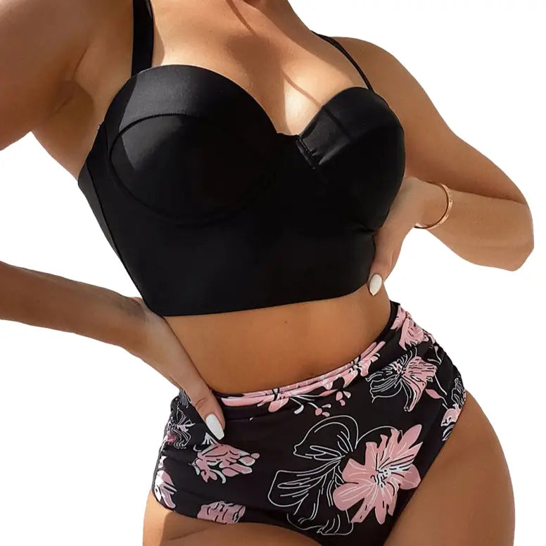 Hard Bag High Waist Bikini Swimsuit - Swimwear