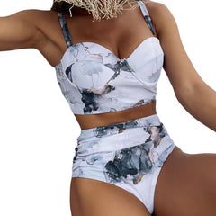 Hard Bag High Waist Bikini Swimsuit - White / M - Swimwear