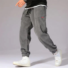 Harem Baggy Corduroy Jogger Pants Ankle Length Gray / M