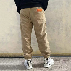 Harem Baggy Corduroy Jogger Pants Ankle Length Khaki / M