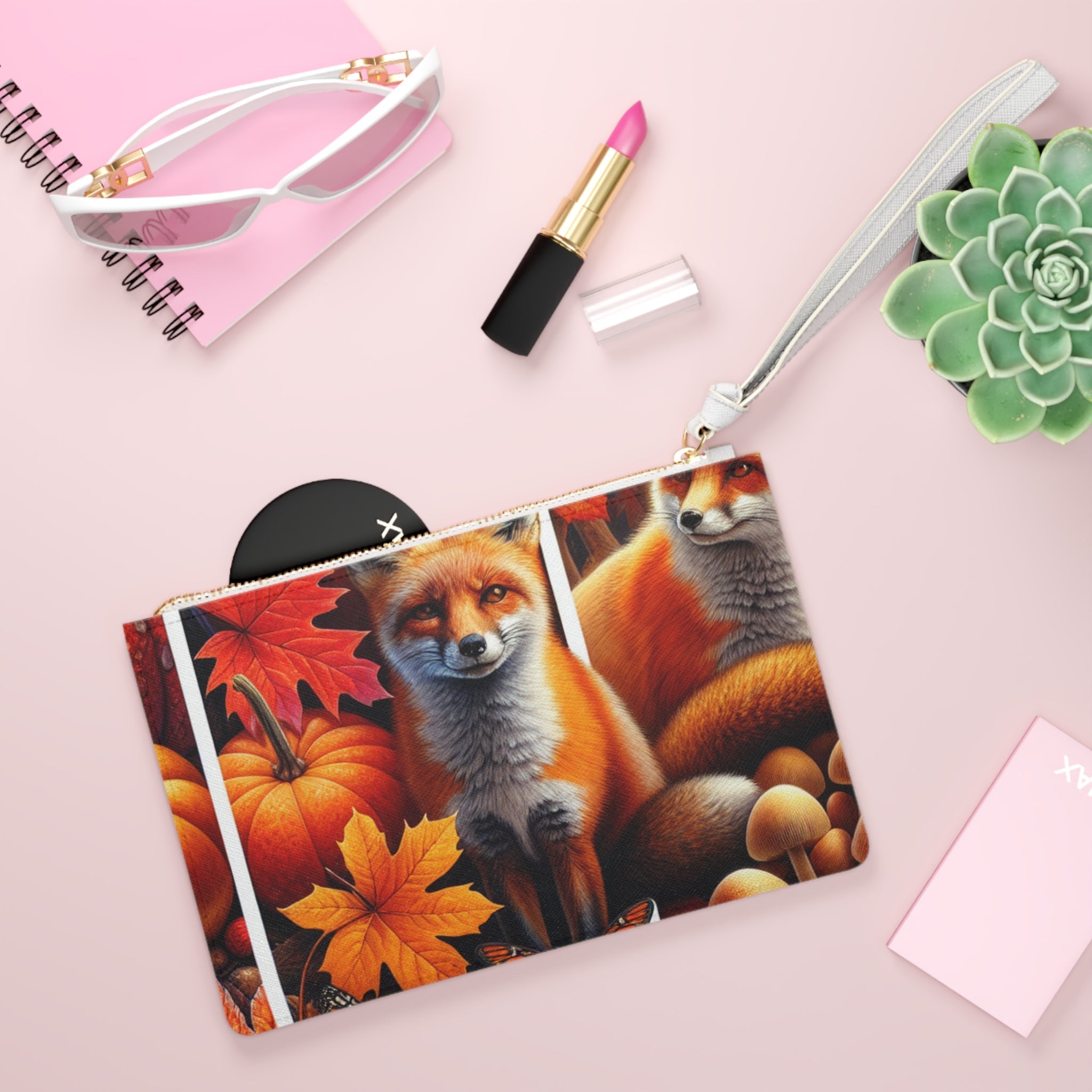 Harper Autumn Travel Clutch Bag with Fall Leaf Design