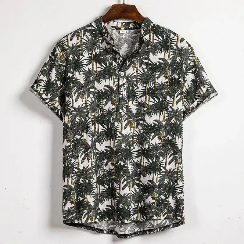Hawaiian Short Sleeve Shirt - Black-White / M