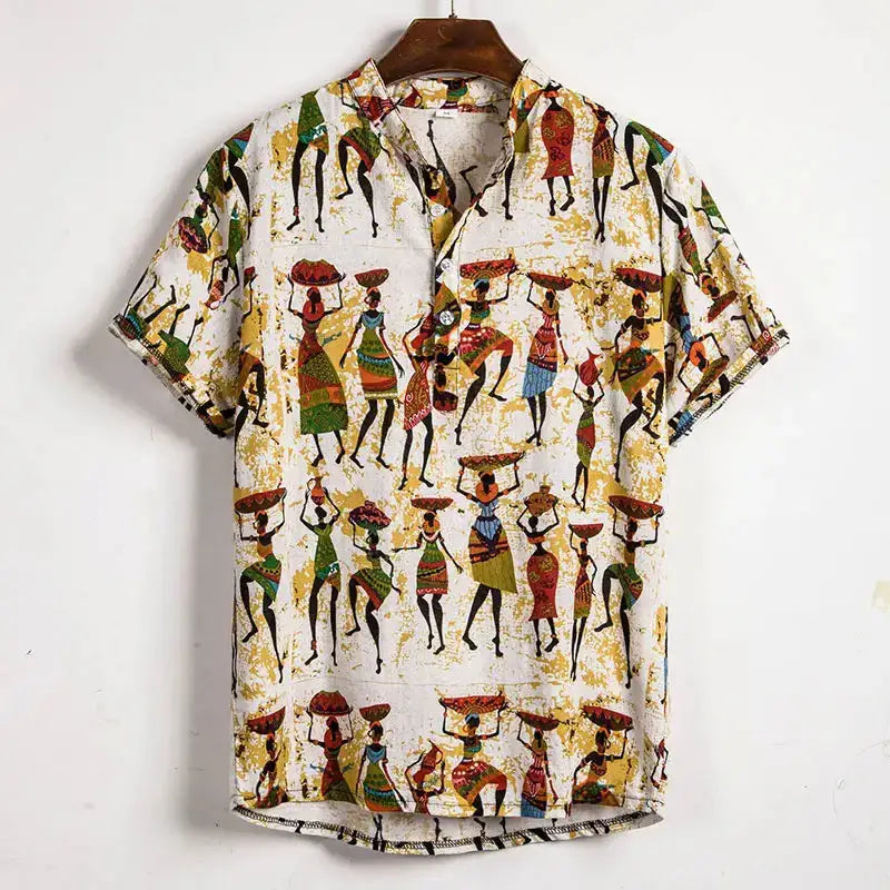 Hawaiian Short Sleeve Shirt - Brown / M