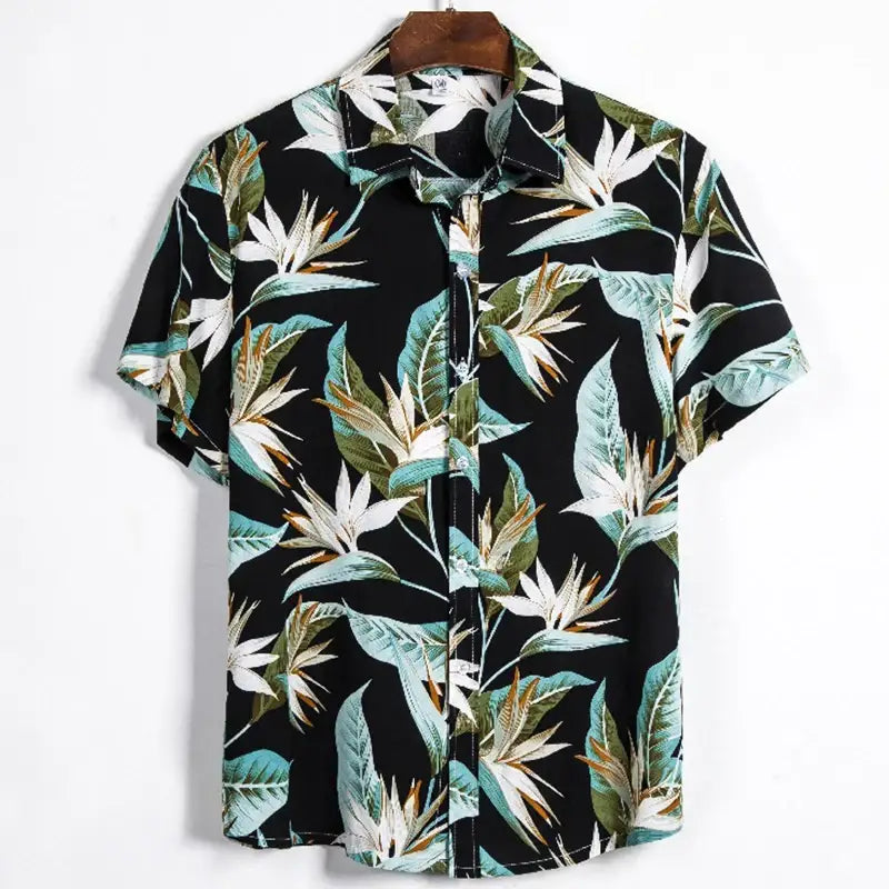 Hawaiian Short Sleeve Shirt - Dark Green. / M