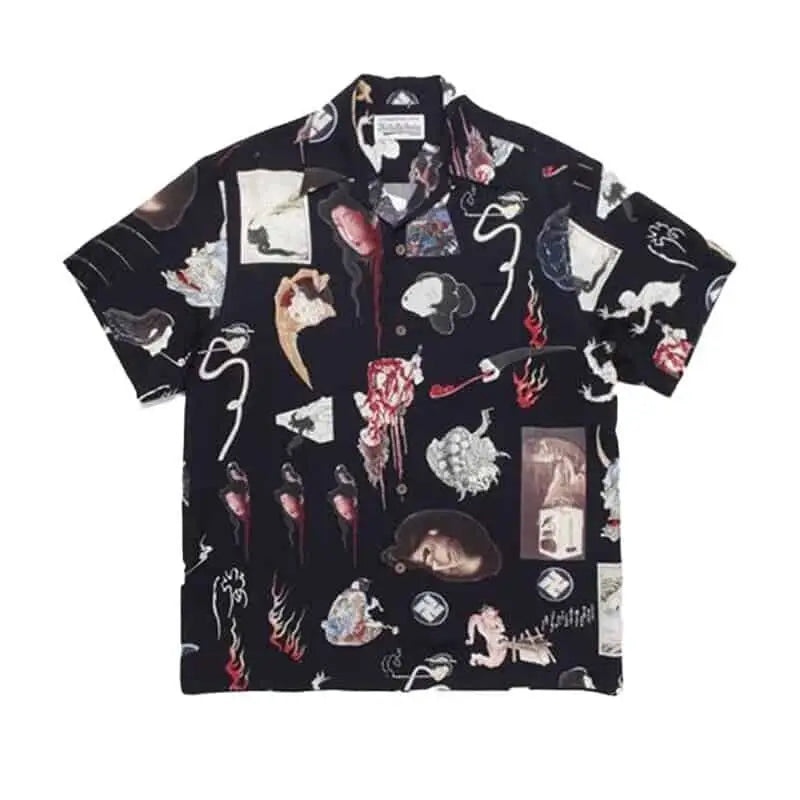 Hawaiian Short Sleeve Shirt for Men Black - Geisha / S