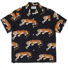 Hawaiian Short Sleeve Shirt for Men Black - tiger / S