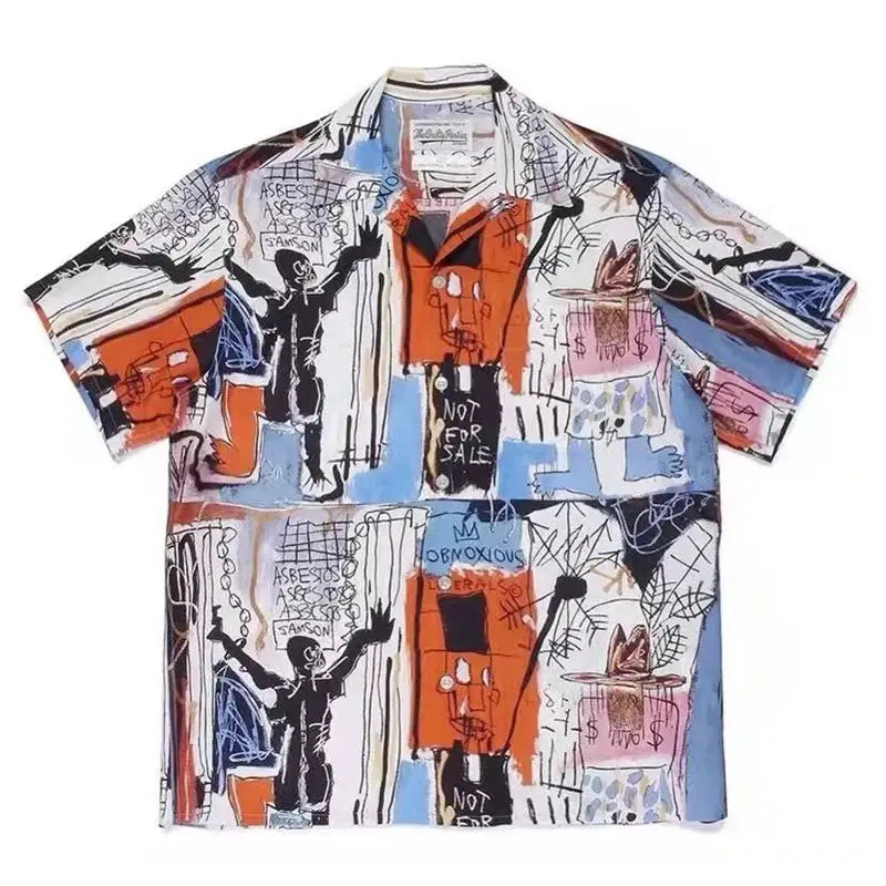 Hawaiian Short Sleeve Shirt for Men White - Blue / S