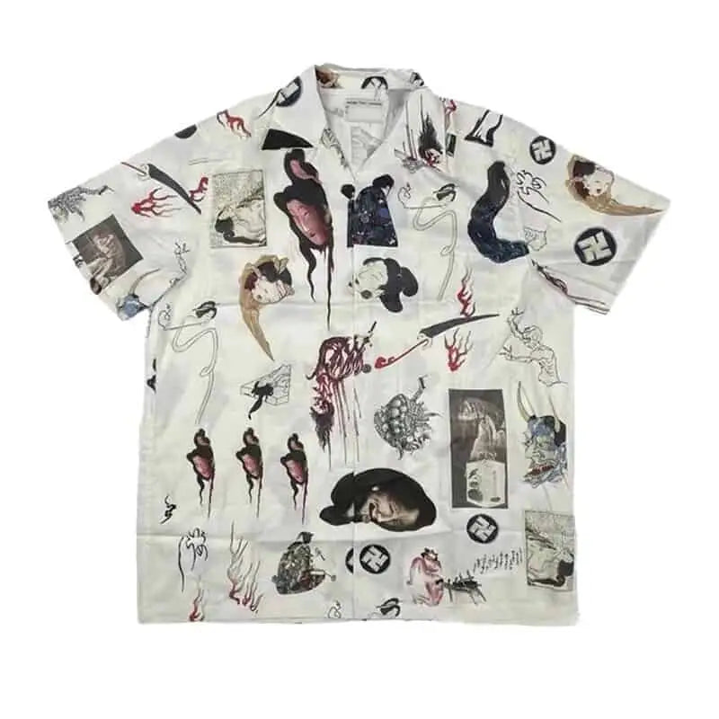 Hawaiian Short Sleeve Shirt for Men White - Geisha / S
