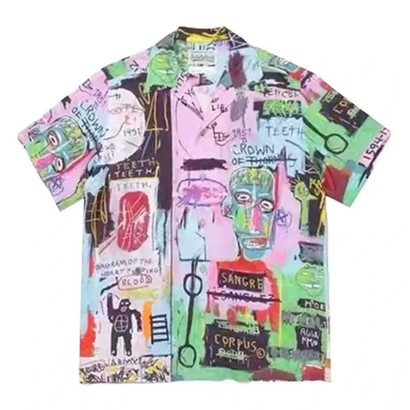 Hawaiian Short Sleeve Shirt for Men White - Green / S