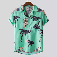 Hawaiian Short Sleeve Shirt - Light Green / M