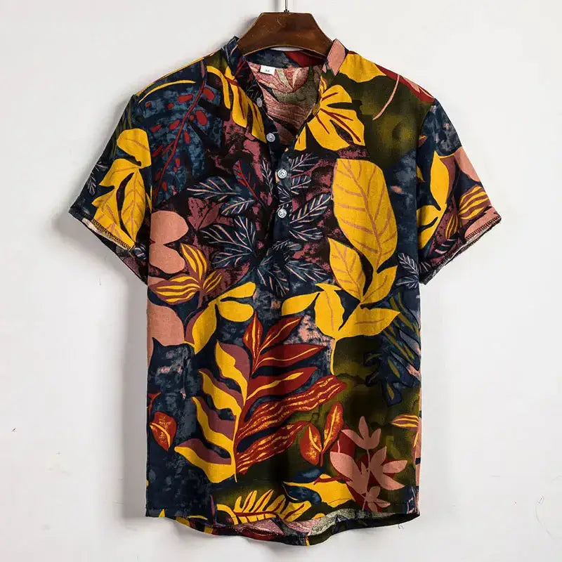 Hawaiian Short Sleeve Shirt with Tropical Print
