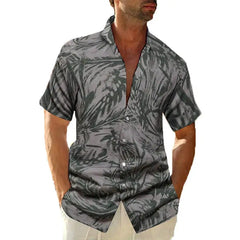 Hawaiian Short Sleeve Shirt with Tropical Print Grey / M