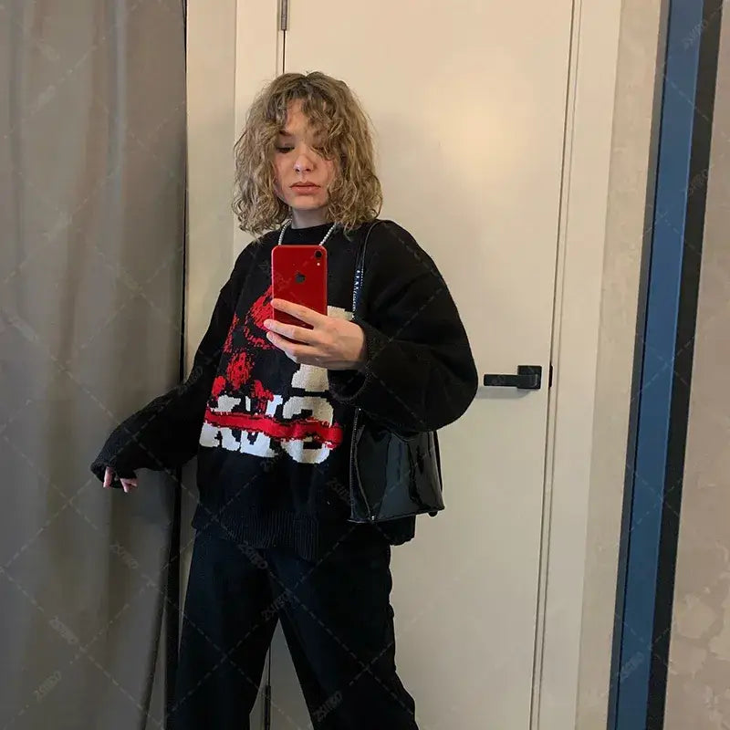 Heart Alphabet Knitted Pullover Casual Sweater