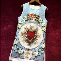 Heart and Crown Sleeveless Short Dress