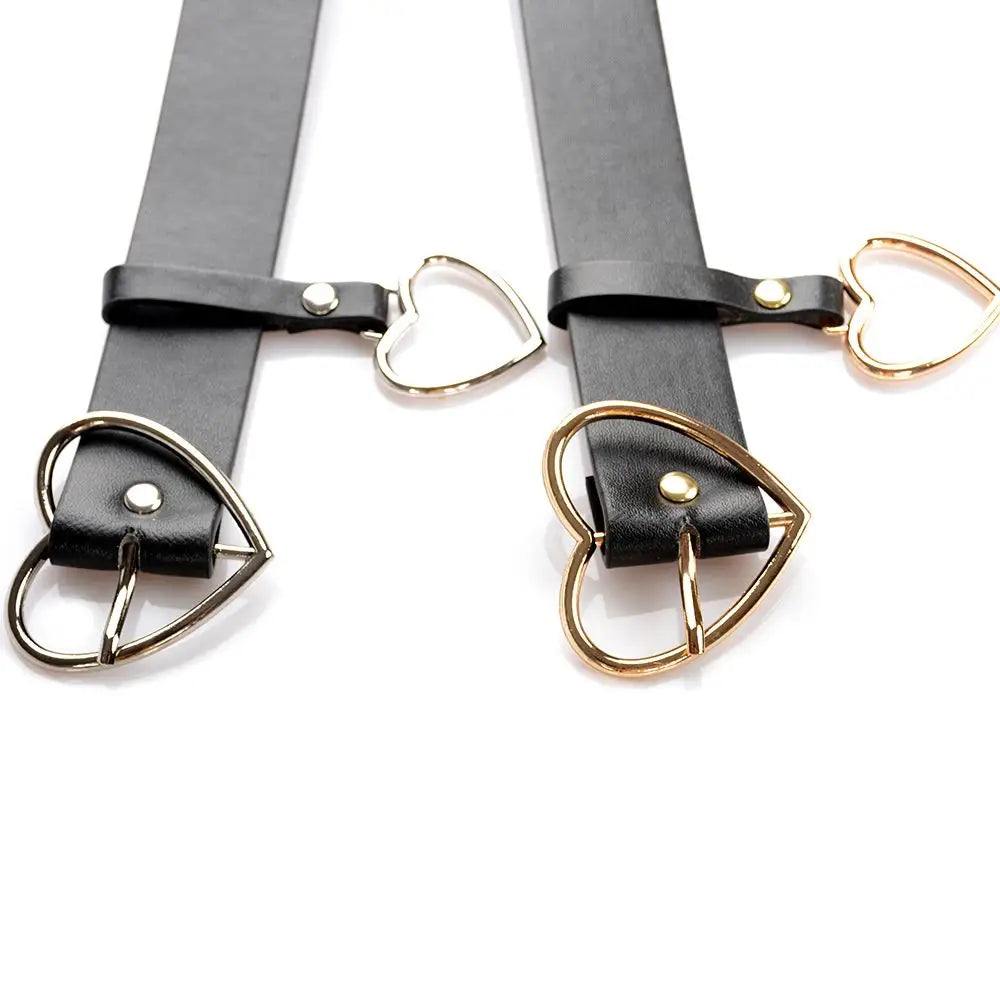 Heart Buckle Black PU Leather Belt