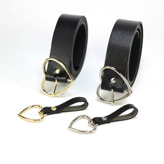 Heart Buckle Black PU Leather Belt