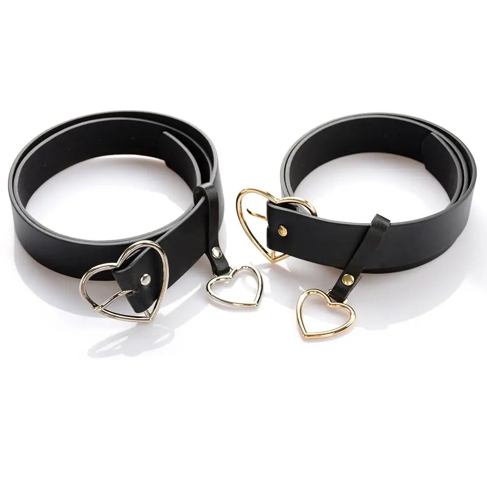 Heart Buckle Black PU Leather Belt