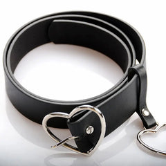 Heart Buckle Black PU Leather Belt