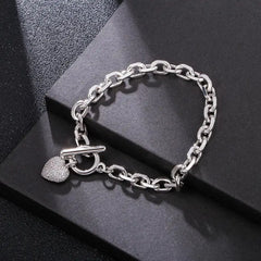 Heart Charm Link Chain Bracelet