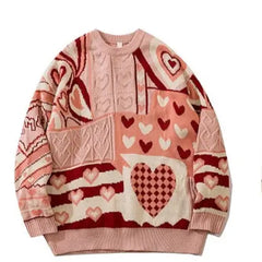 Heart Color Block Knitted Sweater