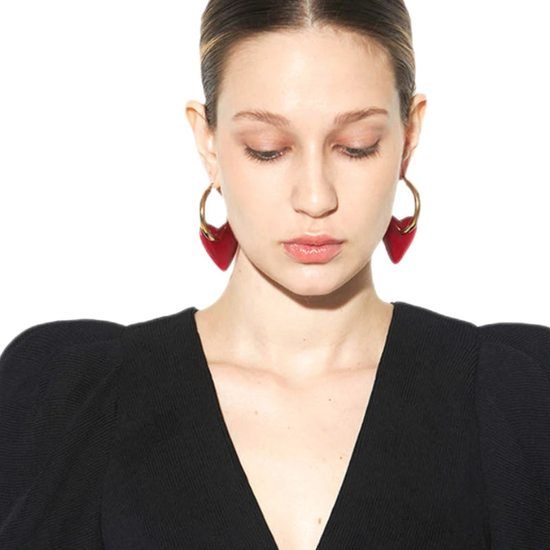 Heart Eardrop Stainless Steel Hoop Earrings