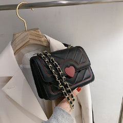 Heart PU Leather Chain Bag - Accesories