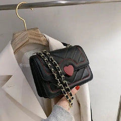 Heart PU Leather Chain Bag