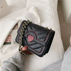 Heart PU Leather Chain Bag