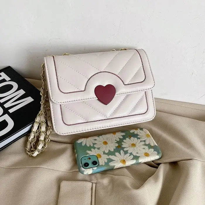 Heart PU Leather Chain Bag