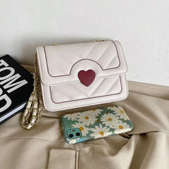 Heart PU Leather Chain Bag