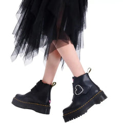 Heart PU Vegan Leather Boots Euro Size