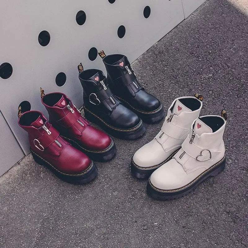 Heart PU Vegan Leather Boots Euro Size