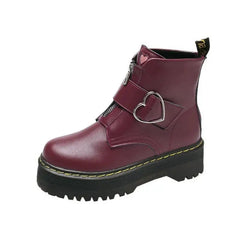 Heart PU Vegan Leather Boots - Wine / 36 - boots