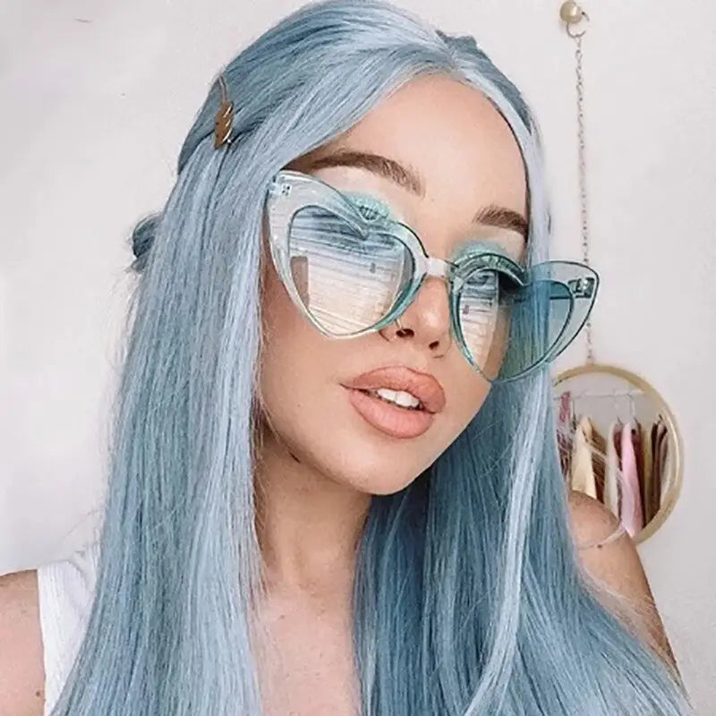 Heart Shape Sunglasses Glitter Frame Plastic Sun Shades