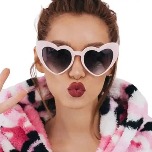 Heart Shape Sunglasses Glitter Frame Plastic Sun Shades