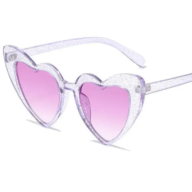 Heart Shape Sunglasses Glitter Frame Plastic Sun Shades