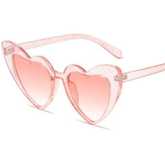 Heart Shape Sunglasses Glitter Frame Plastic Sun Shades