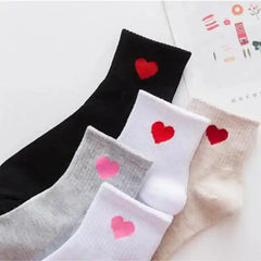 Heart Shaped Cotton Socks for Everyday Wear