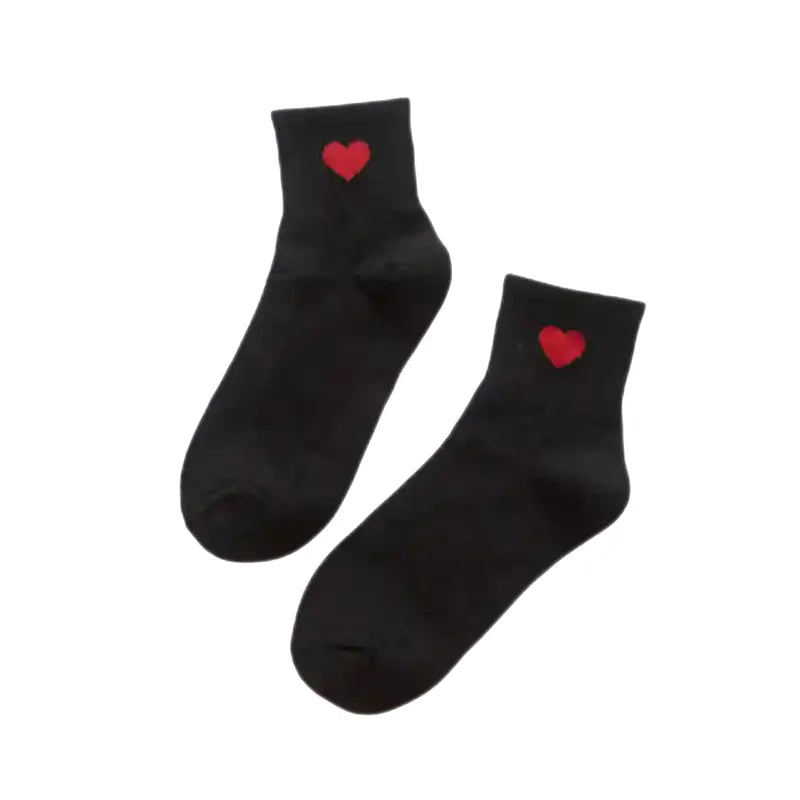 Heart Shaped Cotton Socks for Everyday Wear Black