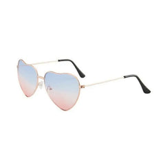 Heart Shaped Cute Sunglasses for Women Blue-Red / One Size