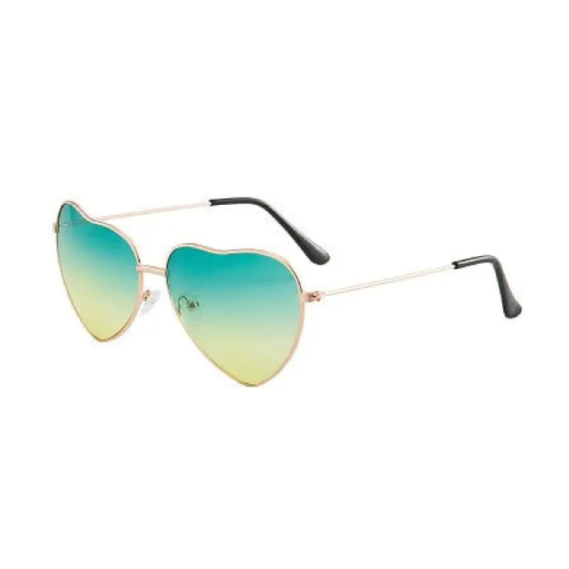 Heart Shaped Cute Sunglasses - Green-Yellow / One Size