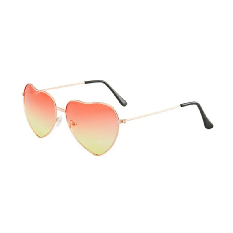 Heart Shaped Cute Sunglasses - Red-Yellow / One Size