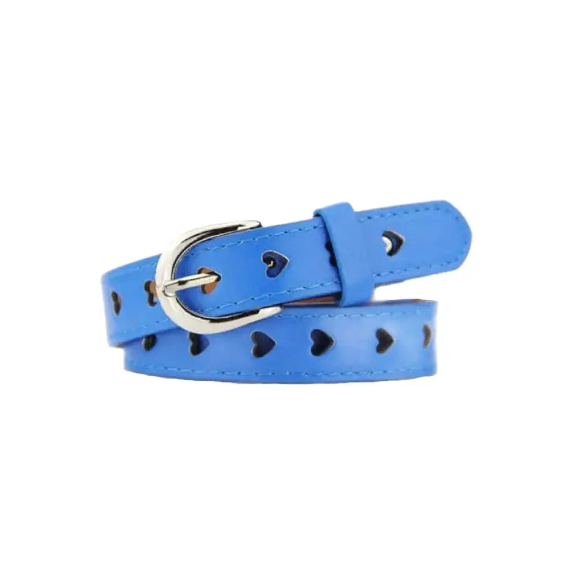Heart-Shaped Eyelet PU Leather Belt Royal Blue