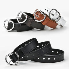 Heart Solid PU Leather Belt for Everyday Wear