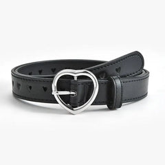 Heart Solid PU Leather Belt for Everyday Wear Black
