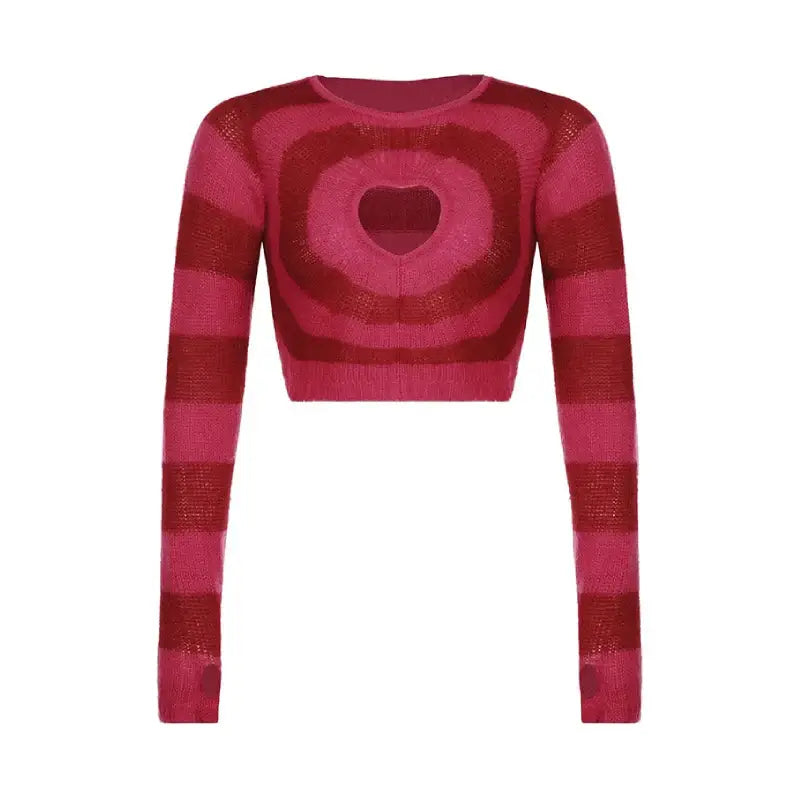 Heart Striped Y2k Long Sleeve Sweatshirt