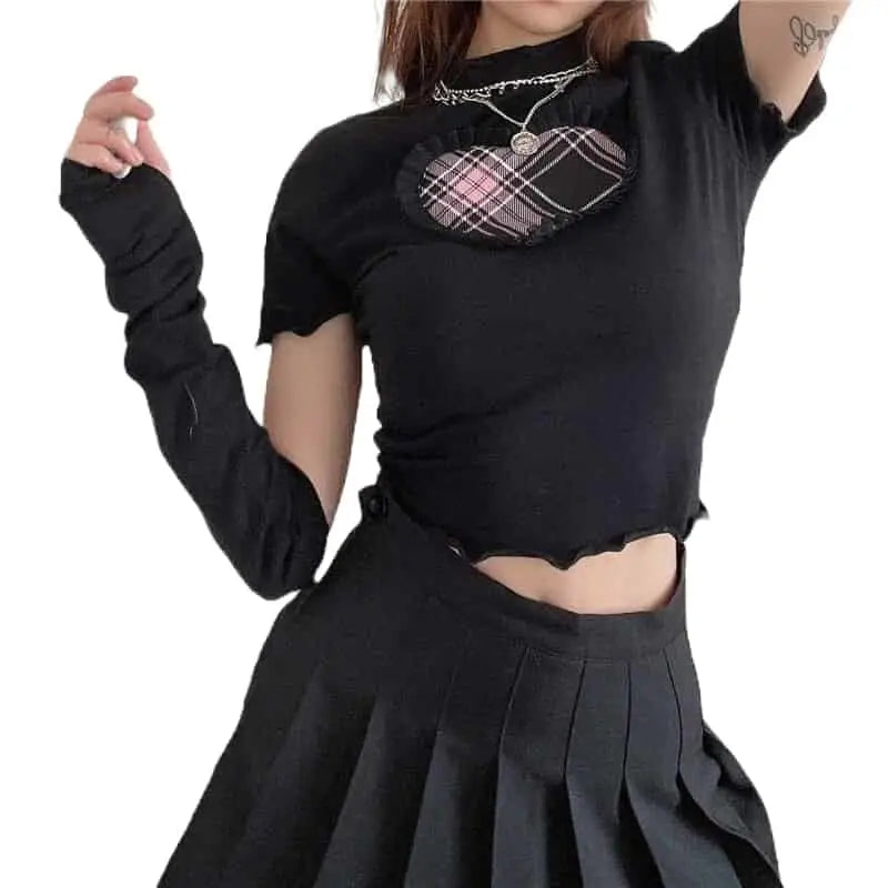 Heart Style Turtle-neck Crop-Top - crop top