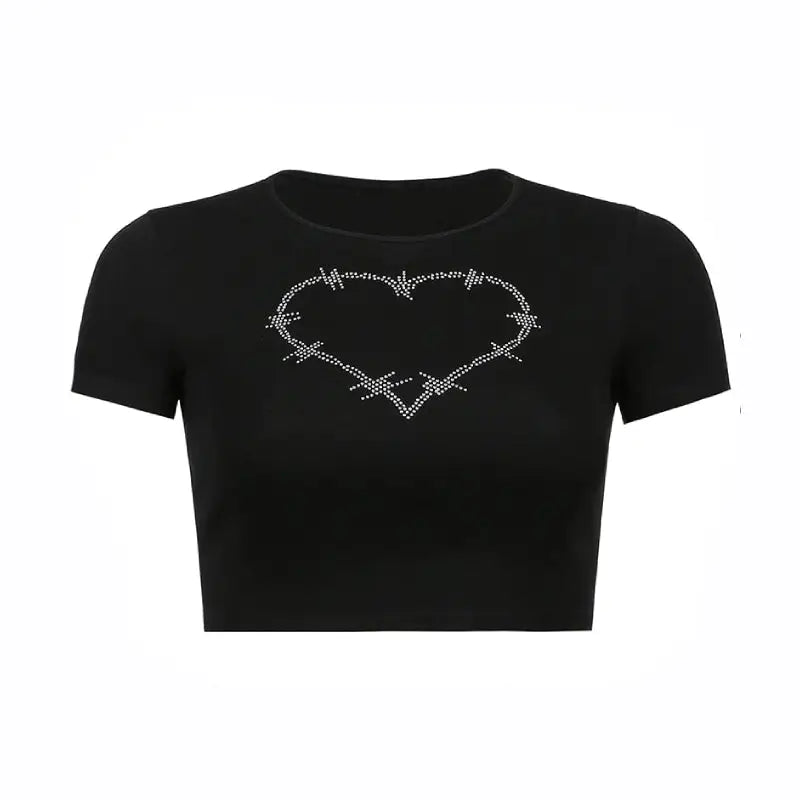 Heart with Spike Crop-Top - Black / S - crop top