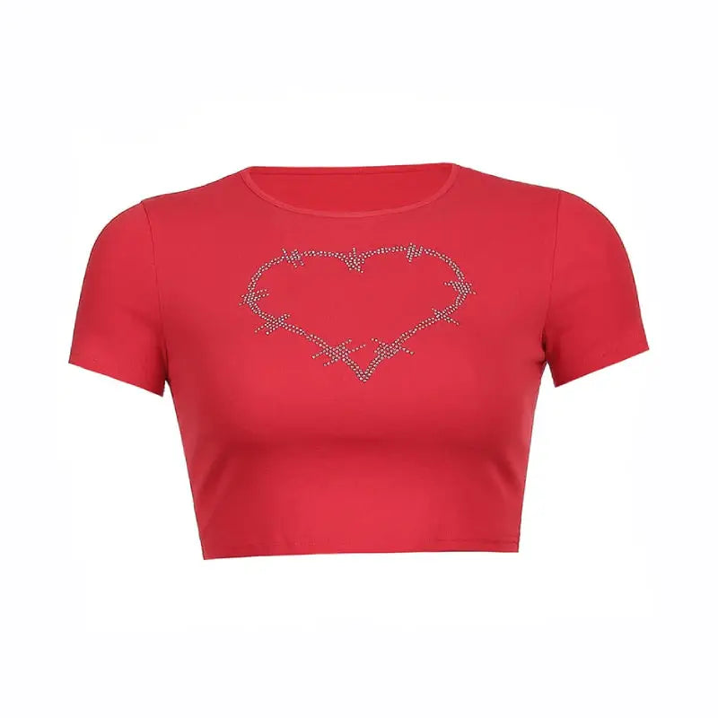 Heart with Spike Crop-Top - Red / S - crop top