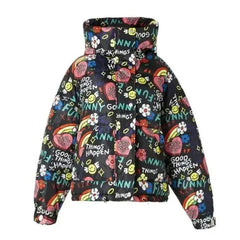 Hearts And Flowers Warm Hooded Oversized Jacket